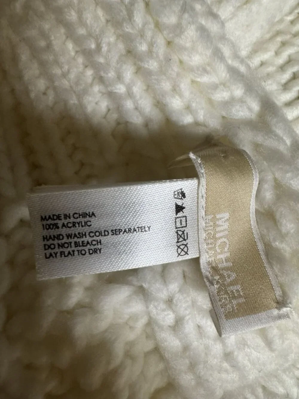 Michael Kors White Cable Knit Scarf Fringe Long Winter Acrylic 71” x 9”